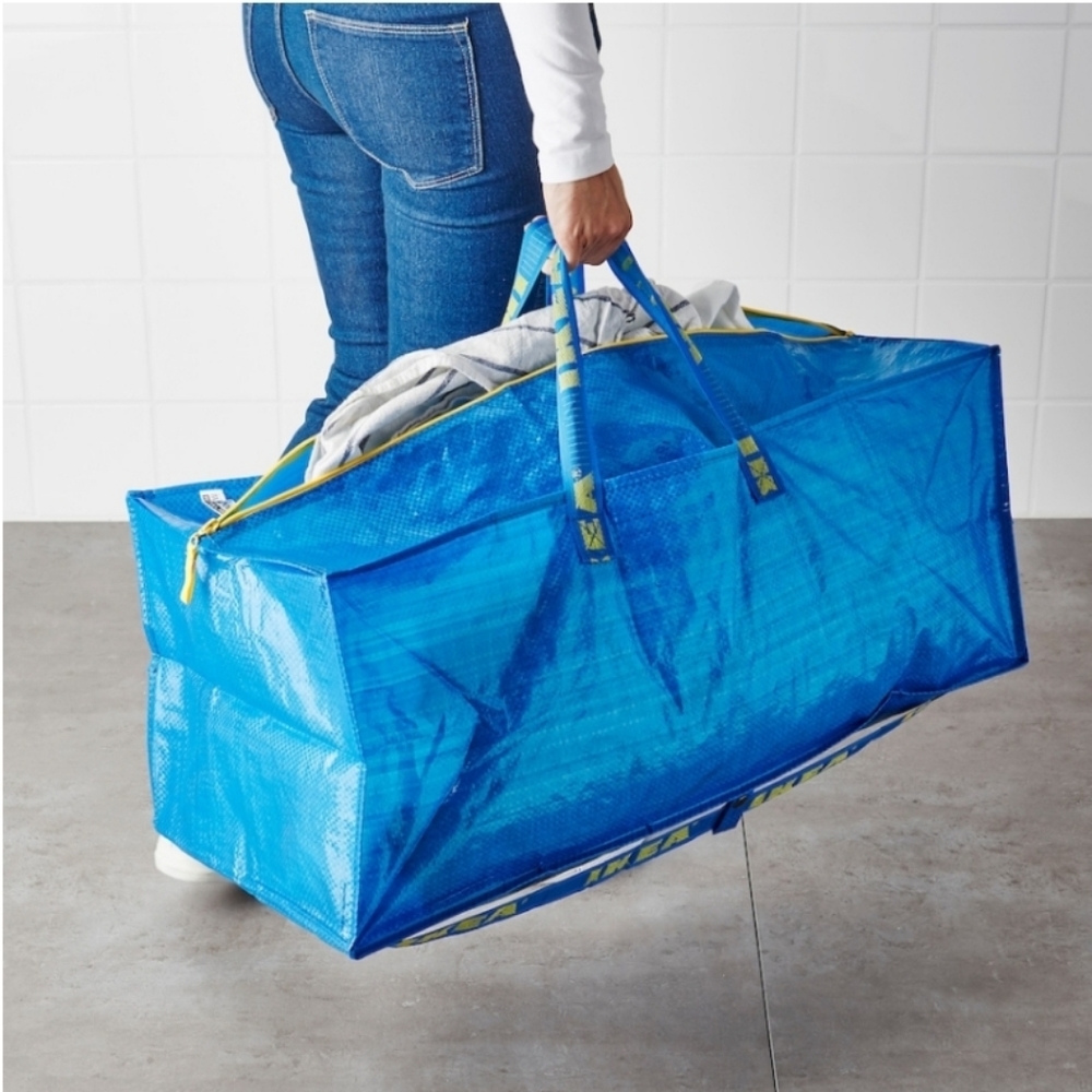 IKEA Frakta - Two (2) ZIPPERED Large Blue Storage Bag Handles/Backpack Storage - Picture 5 of 11